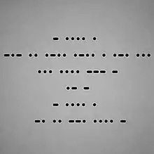 In a gray background, text in morse code reads "THE KILLERS SHOT AT THE NIGHT" with each word stacked by row.