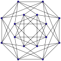 The Shrikhande graph drawn symmetrically.