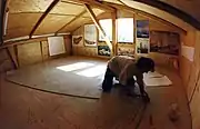 The 'frames floor' in the attic, with all drawings in full size