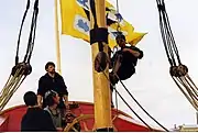 Preparing the mizzen standing rigging