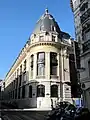 Rear façade (angle of rue du Conservatoire and rue Sainte-Cécile) with "Comptoir National d'Escompte de Paris" mosaic inscription