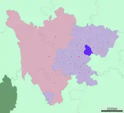 Location of Suining in Sichuan