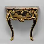 Rococo side table (commode en console); by Bernard II van Risamburgh; c.1755-1760; Japanese lacquer, gilt-bronze and Sarrancolin marble top; height: 90.2 cm; Metropolitan Museum of Art