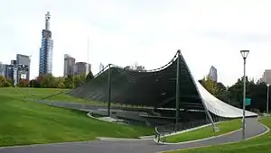 Sidney Myer Music Bowl. Melbourne.  Completed 1959.  One of the earliest examples of a tensile structure