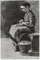 Sien Peeling Potatoes, black chalk, 1883, Gemeentemuseum Den Haag, The Hague, The Netherlands [on loan from Paul Citroen] (F1053a, JH358)