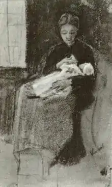 Sien Nursing Baby, watercolor and chalk1882Private collection (F1068)