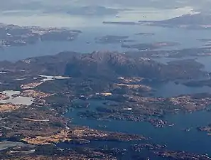 Aerial view of the strandflat at Bømlo.