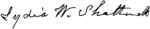 Signature of Lydia W. Shattuck