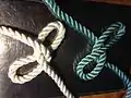 2 : thumbs with the rope are rotated 90 degrees to cross each other forming loops