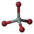 Ball and stick model of silicon tetrabromide