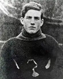 Silver Quilty in football uniform, circa 1907 to 1914