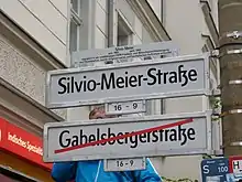 Picture of street sign saying "Silvio-Meier-Straße"