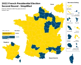 Simplified 2022 French presidential election's second round map