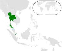 Map indicating locations of Singapore and Thailand