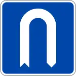 Indication of a U-turn lane, on the lane closest to the road divider or carriageway