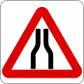Road narrows on both sides ahead