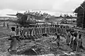 Singhalese women labourers assist in the repair of the hardstanding areas of the RAF flying boat station at Red Hills Lake, Ceylon, September 1944