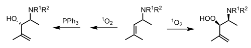 Singlet oxygen ene-reaction stereodirection