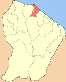 Location of the commune (in red) within French Guiana