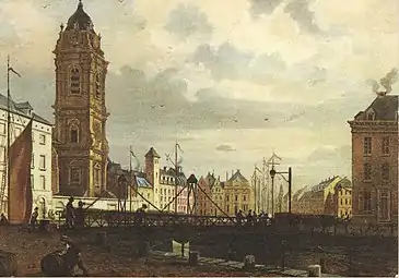 The situation c. 1850, before the current church's construction