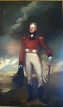 Sir George Prevost with sword from Nova Scotia House of Assembly to commemorate  his victory at Martinique. By Robert Field