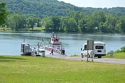 Preparing to board the Sistersville Ferry at Fly