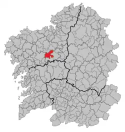 Location of O Pino within Galicia