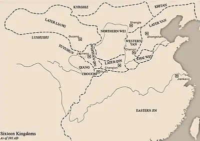 Western Qin and its neighbors in 391 AD