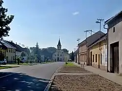 Main street and Church of Saint Florian