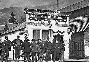 Jeff Smith (Soupy Sales) Parlor in Skagway ca. 1898 (copied by Webster & Stevens after 1902) marketed as part of the photo library offered to newspapers and magazines