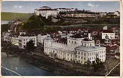 Skopje's National Theatre and Kale Fortress before the 1963 earthquake