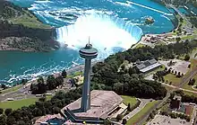 Skylon Tower as seen from a helicopter.