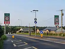 Signposts showing the entry to Slane, as well as the 30km/h speed limit