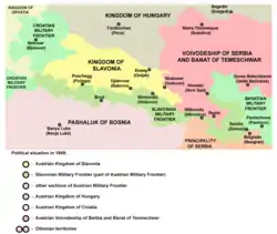 Map of the Slavonian Military Frontier in 1849