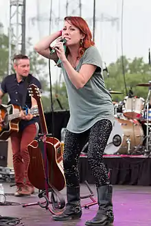 Small Town Pistols, consisting of Amanda Wilkinson (front) and her brother Tyler (left), performing at the Sound of Music festival in Burlington, ON