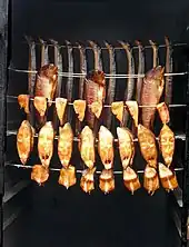 Smoked fish in smoker