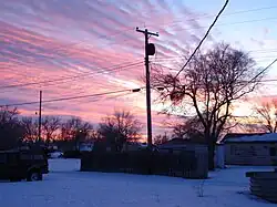 The Yellowstone Street district at sunset.