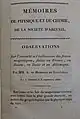 First page to volume I of Mémoires de physique et de chimie de la Société d’Arcuei (1807)