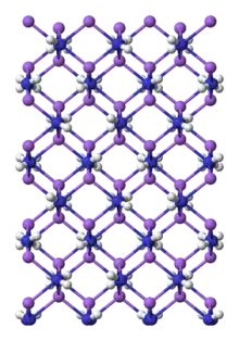 Ball and stick, unit cell model of sodium amide