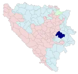 Location of Sokolac within Bosnia and Herzegovina