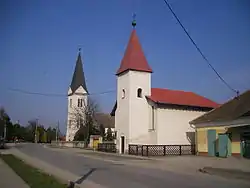 Reformed church (left) and Catholic church (right)