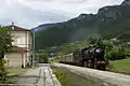 A restored FS Class 740 steam locomotive at Solagna