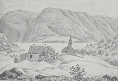 Drawing of the old church (1600-1883)