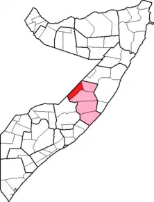 Location of Abudwak District within the Galguduud region.