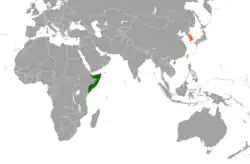 Map indicating locations of Somalia and South Korea