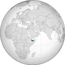 Map indicating locations of Somaliland and Israel