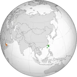 Map indicating locations of Taiwan and Somaliland