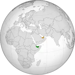 Map indicating locations of Somaliland and United Arab Emirates