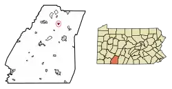 Location of Hooversville in Somerset County, Pennsylvania.
