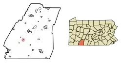 Location of Rockwood in Somerset County, Pennsylvania.